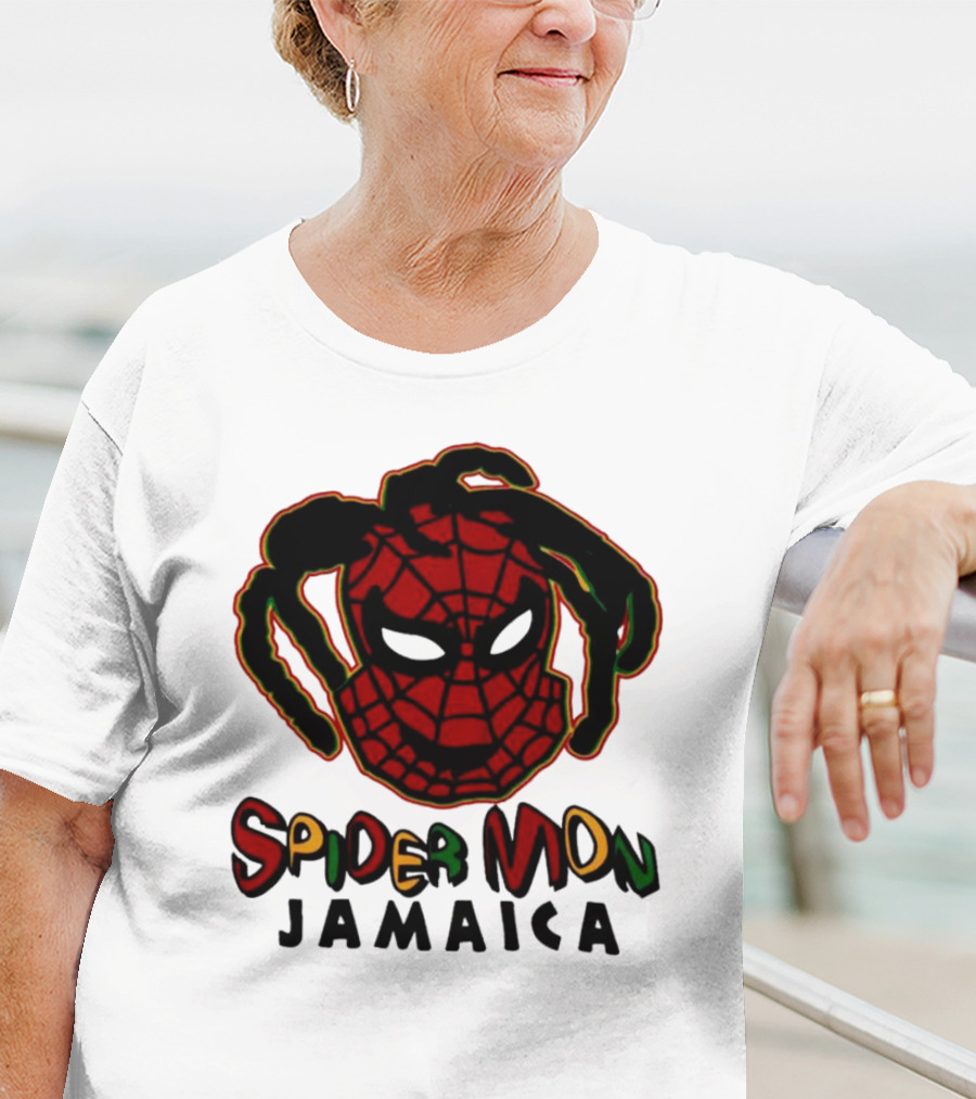 Spider Mon Jamaica Rasta Colors Face T-Shirt