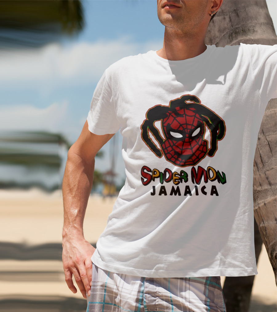 Spider Mon Jamaica Rasta Colors Face T-Shirt