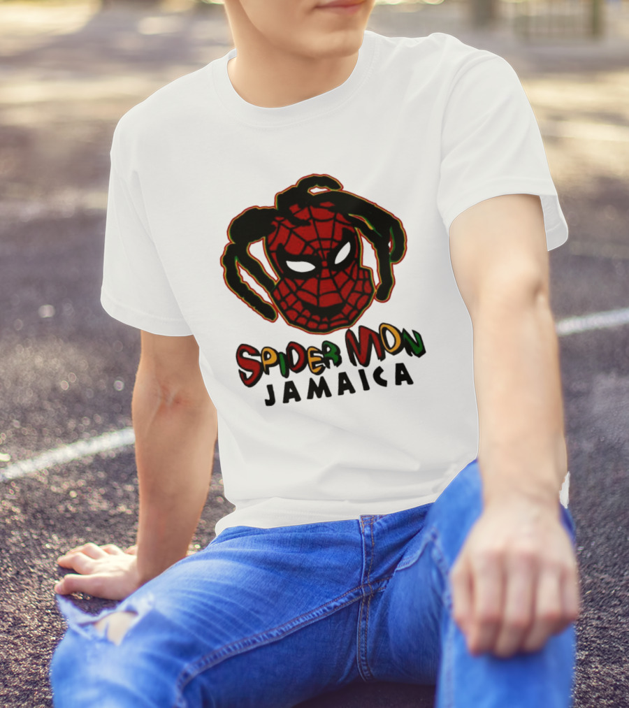 Spider Mon Jamaica Rasta Colors Face T-Shirt