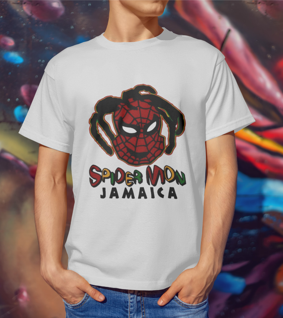 Spider Mon Jamaica Rasta Colors Face T-Shirt