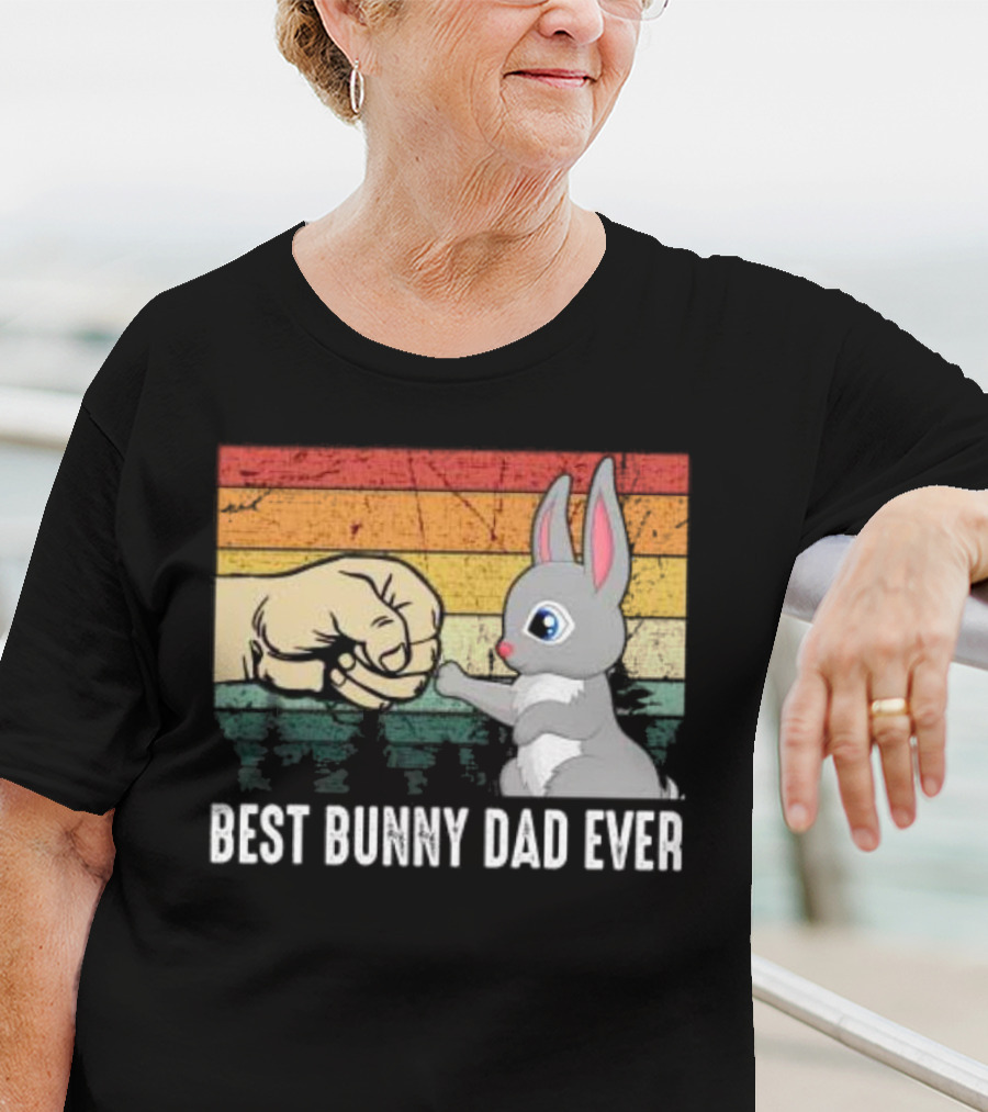 BEST BUNNY DAD EVER Vintage Fist Bump With Rabbit T-Shirt