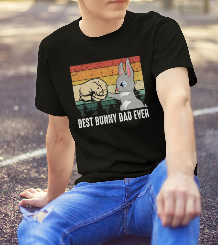BEST BUNNY DAD EVER Vintage Fist Bump With Rabbit T-Shirt