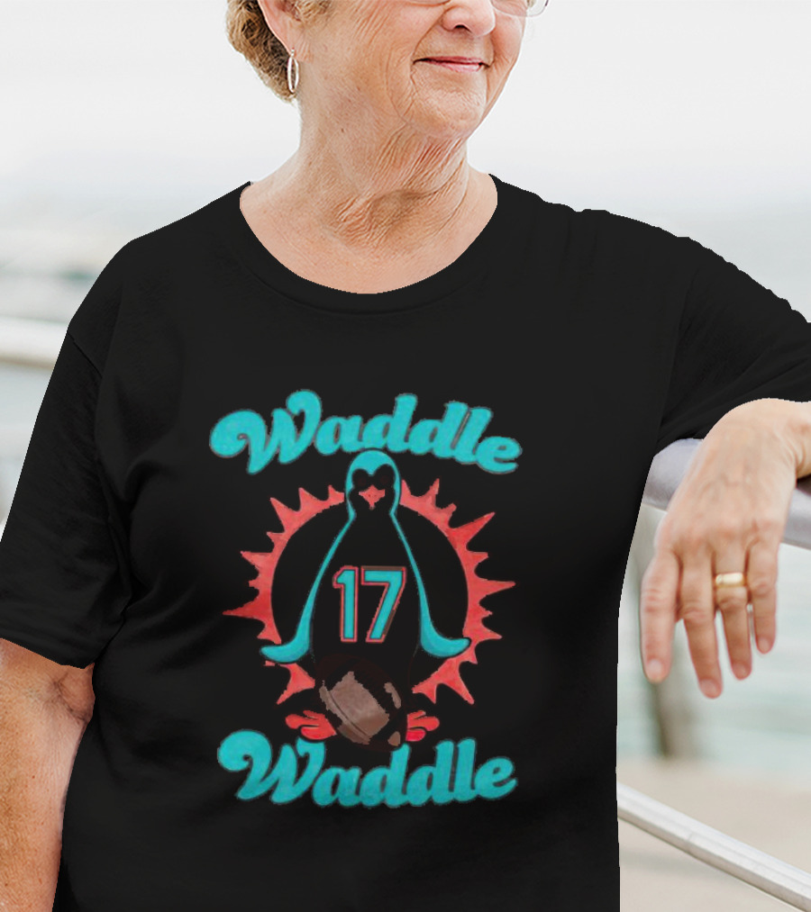 Waddle Waddle 17 Penguin Football Sunburst T-Shirt