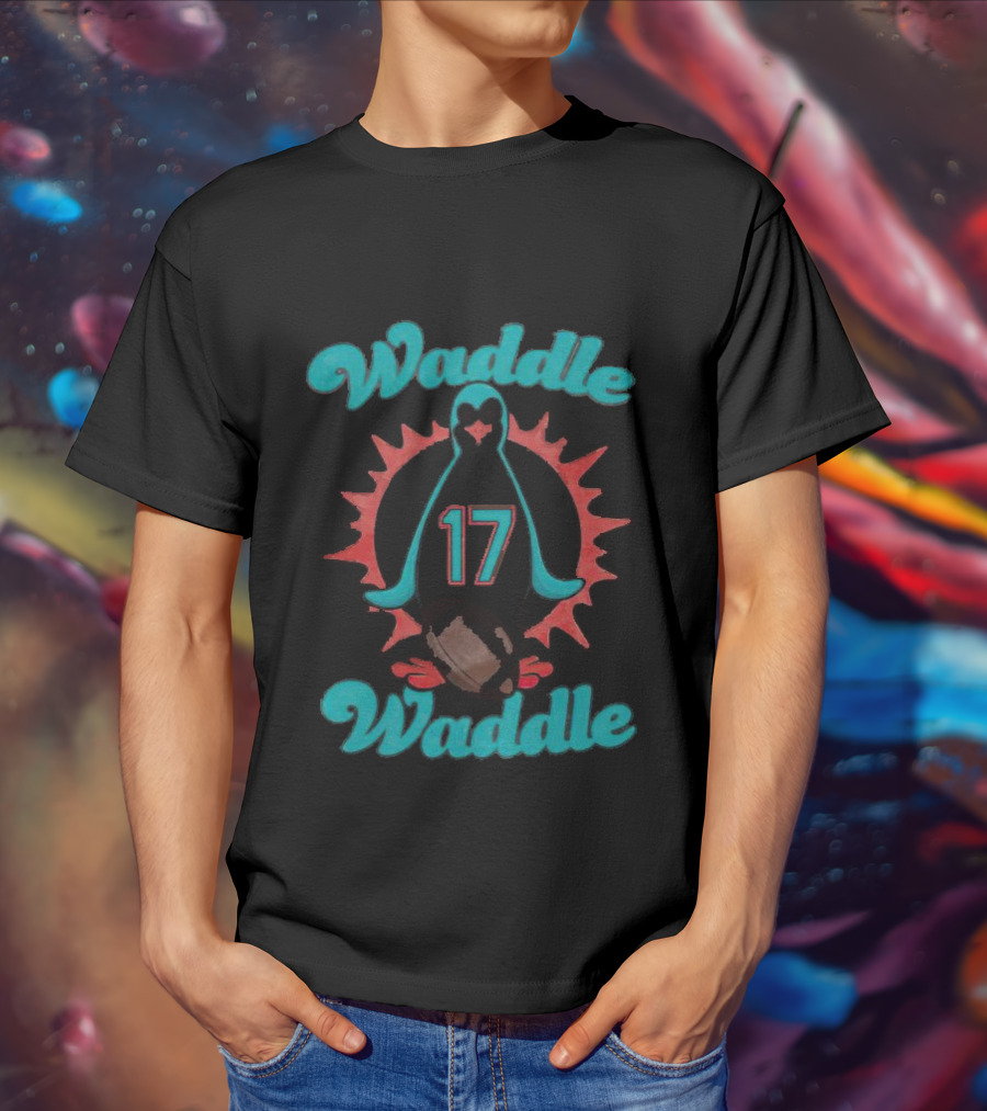 Waddle Waddle 17 Penguin Football Sunburst T-Shirt