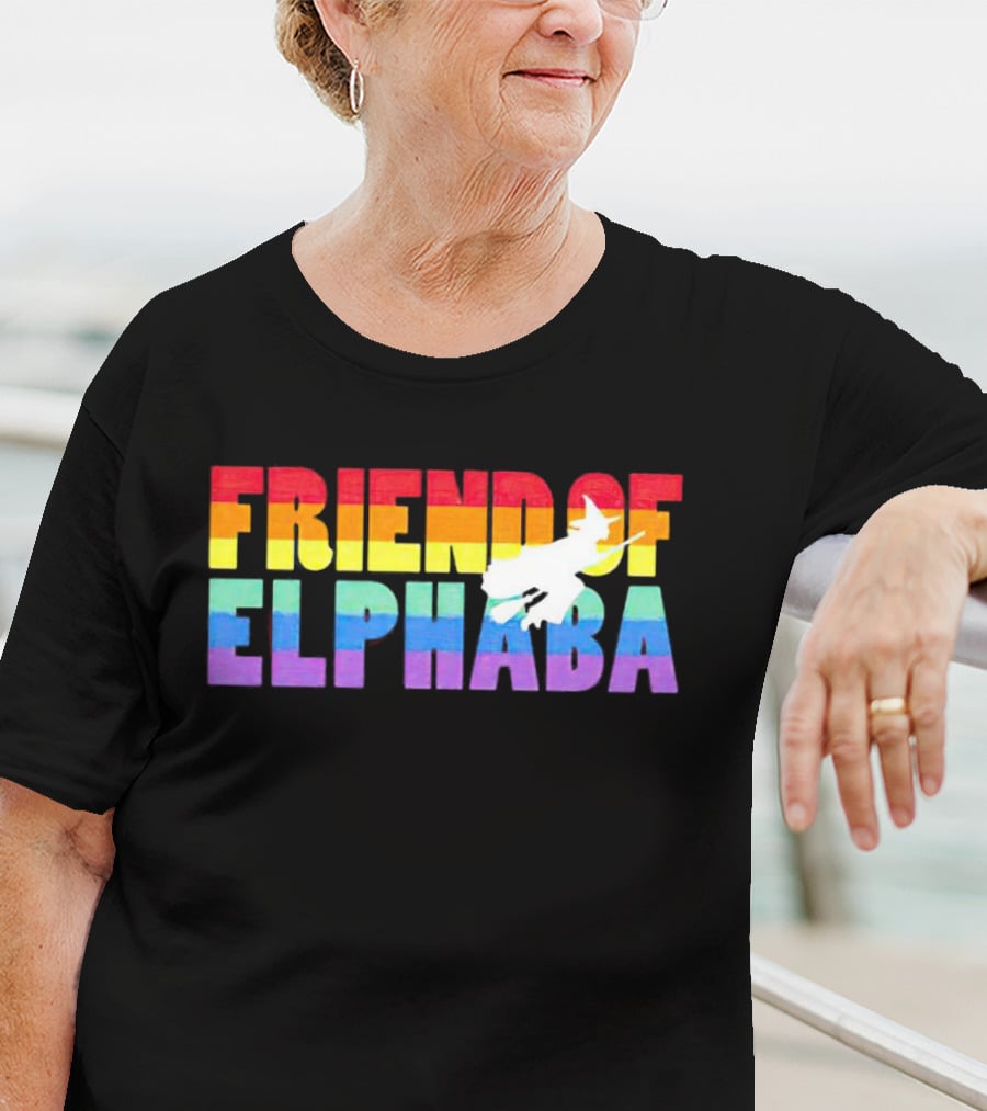 Friend Of Elphaba Pride Rainbow Flying Witch T-Shirt
