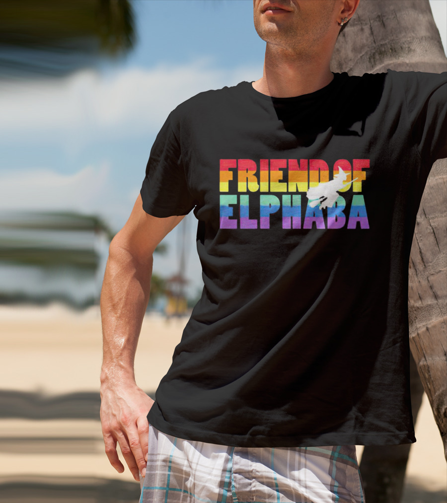 Friend Of Elphaba Pride Rainbow Flying Witch T-Shirt