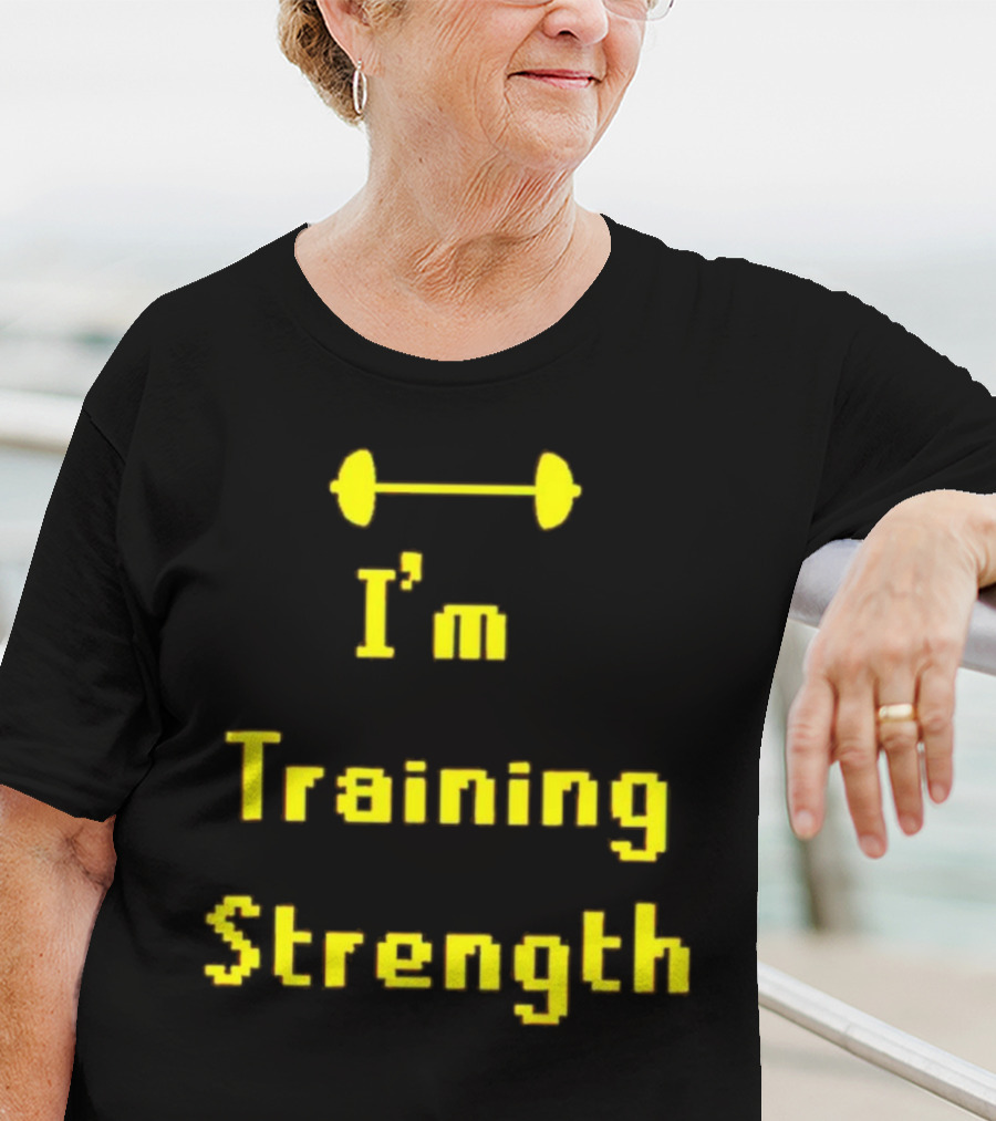 I'm Training Strength Retro Pixel Dumbbell T-Shirt