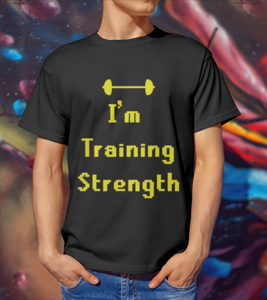 I'm Training Strength Retro Pixel Dumbbell T-Shirt