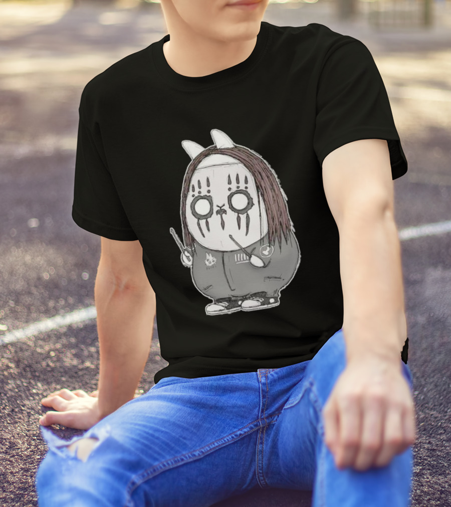 Joey Jordison Fuuki Bunny Drummer Character With Long Hair And Drumsticks T-Shirt