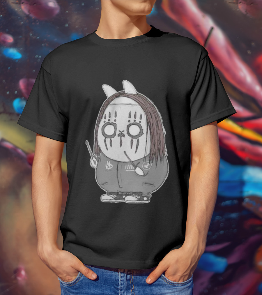 Joey Jordison Fuuki Bunny Drummer Character With Long Hair And Drumsticks T-Shirt