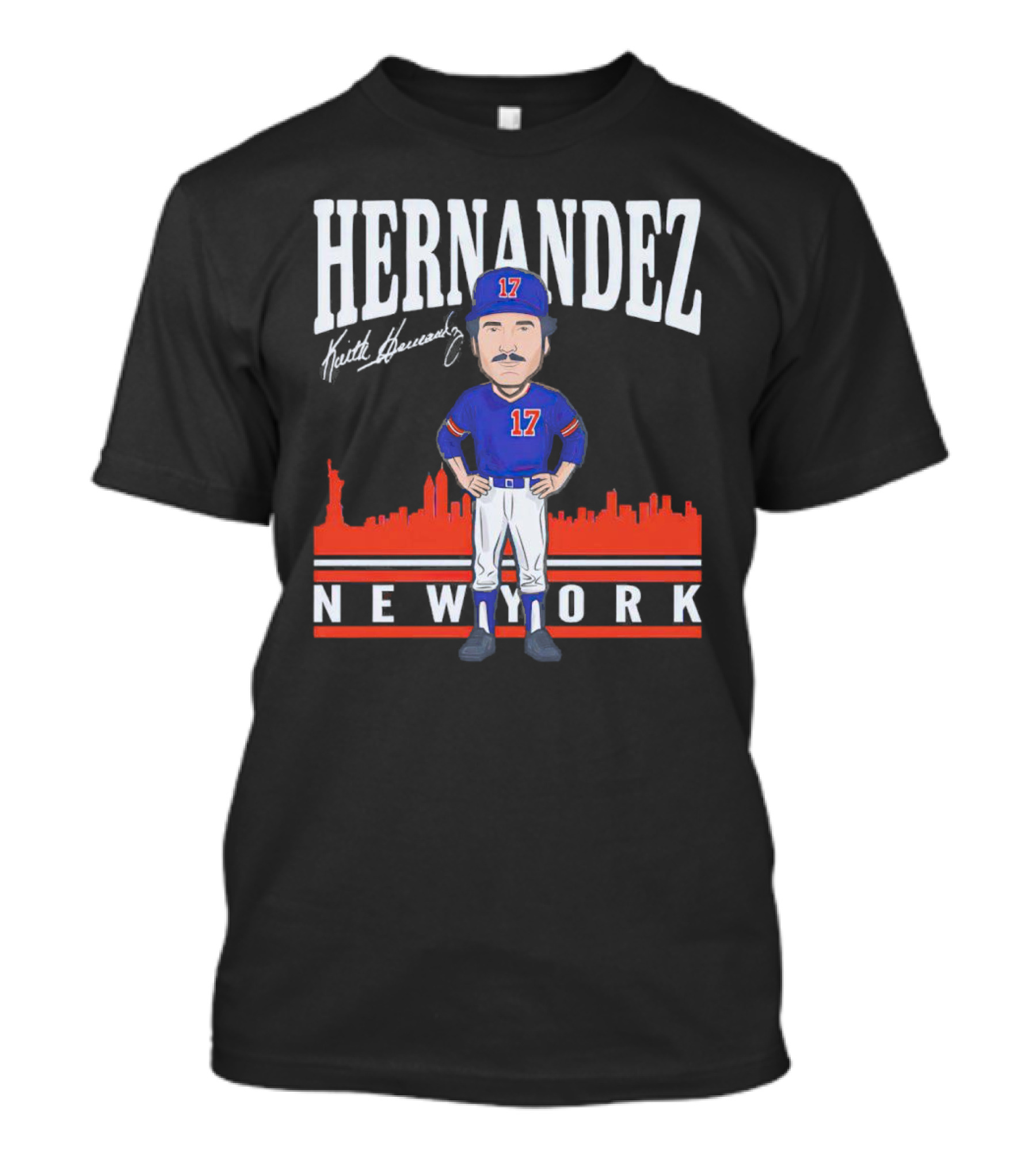 Hernandez Keith Hernandez Caricature New York 17 Signature T-Shirt