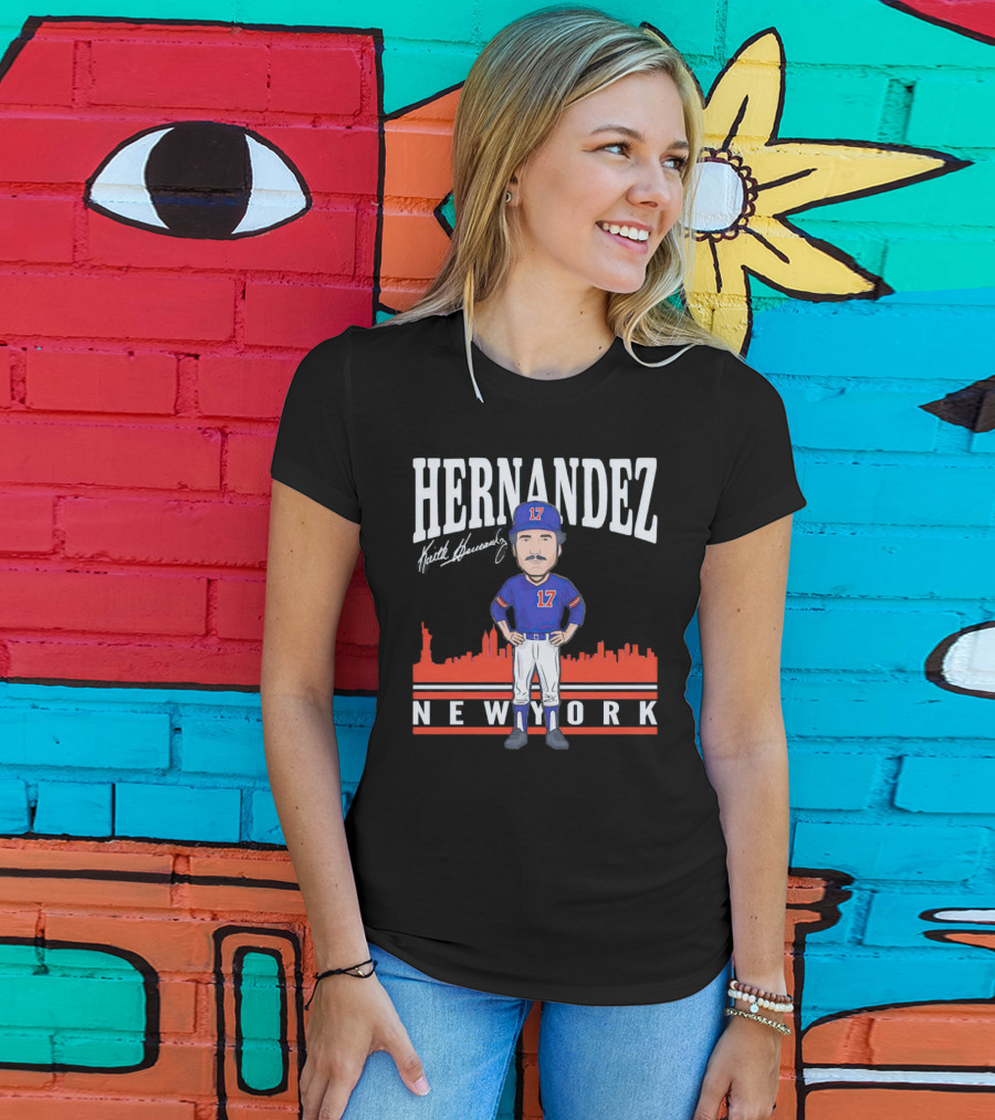Hernandez Keith Hernandez Caricature New York 17 Signature T-Shirt