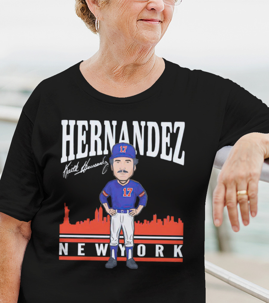 Hernandez Keith Hernandez Caricature New York 17 Signature T-Shirt