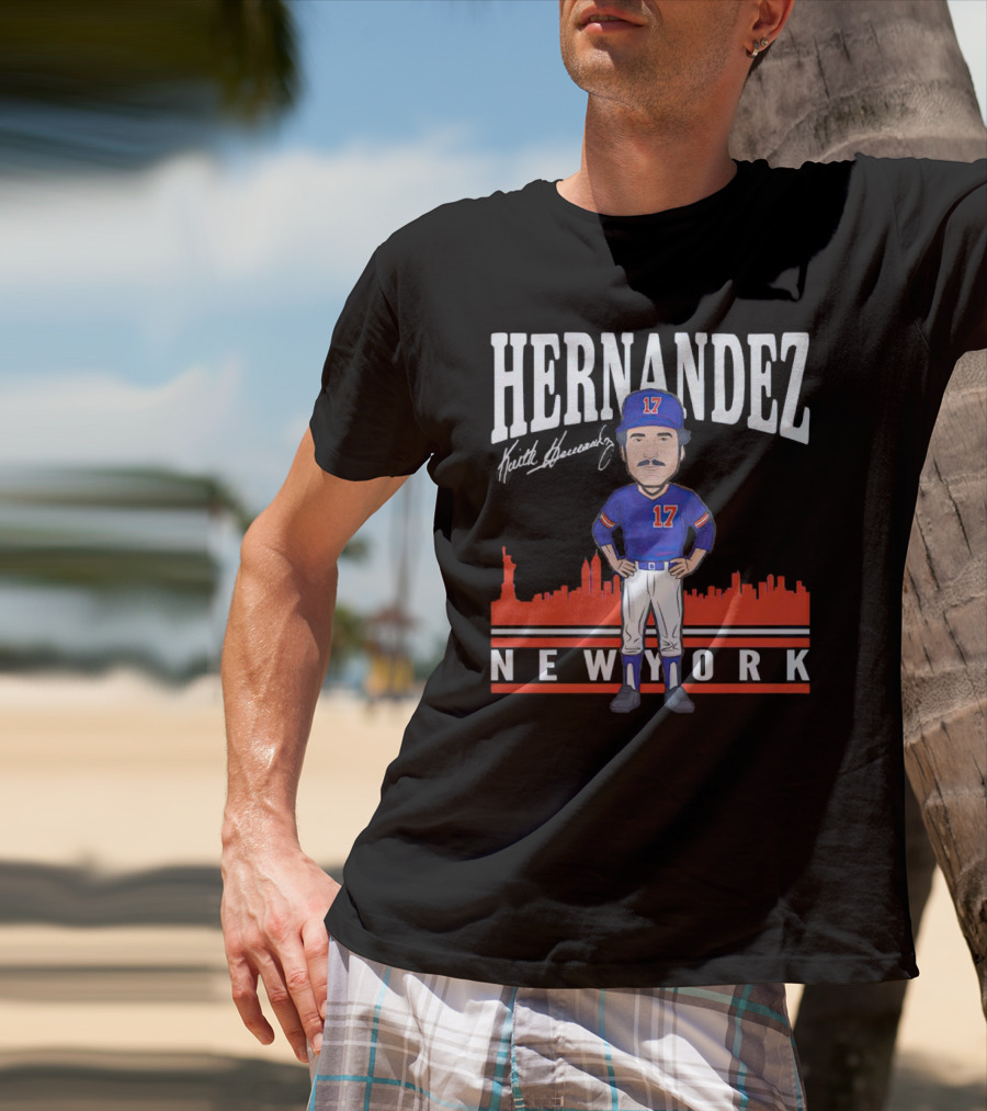 Hernandez Keith Hernandez Caricature New York 17 Signature T-Shirt