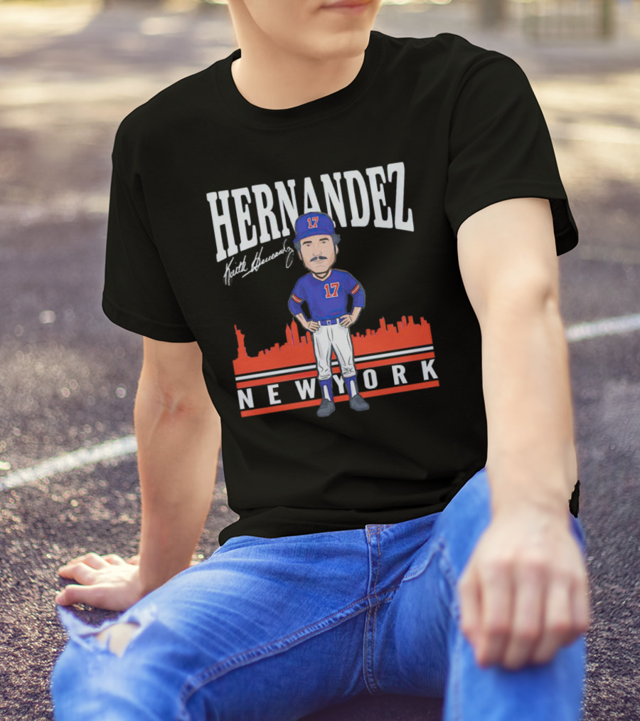 Hernandez Keith Hernandez Caricature New York 17 Signature T-Shirt