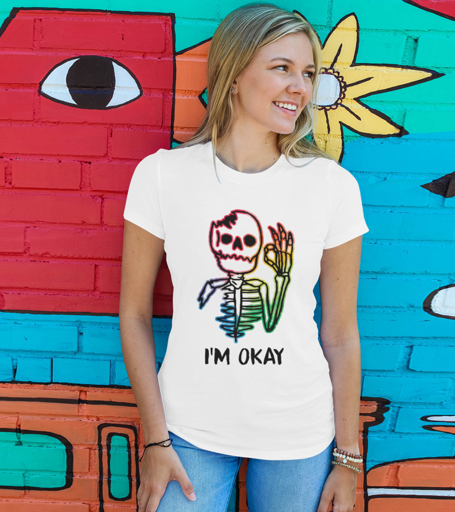 Skeleton Pride Gay Rainbow I'm Okay T-Shirt