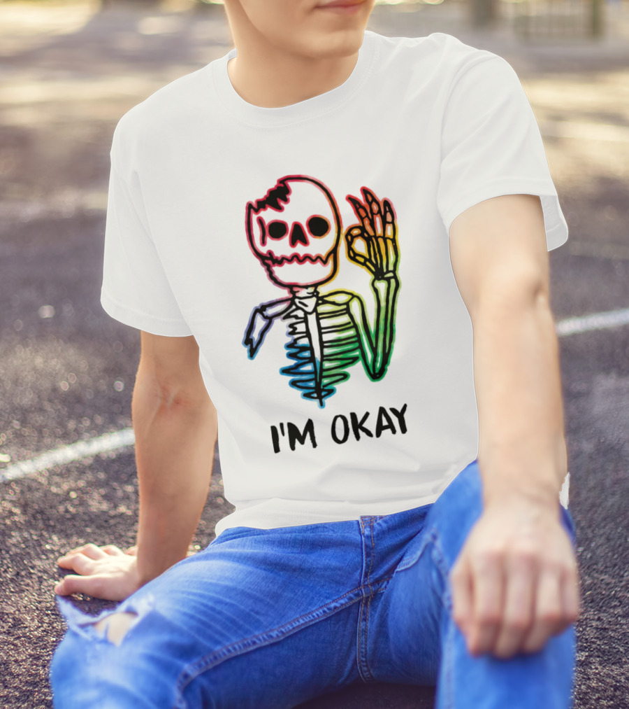 Skeleton Pride Gay Rainbow I'm Okay T-Shirt