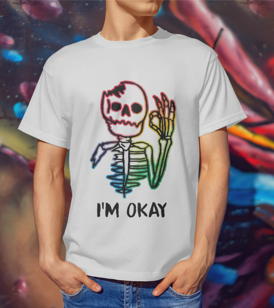 Skeleton Pride Gay Rainbow I'm Okay T-Shirt