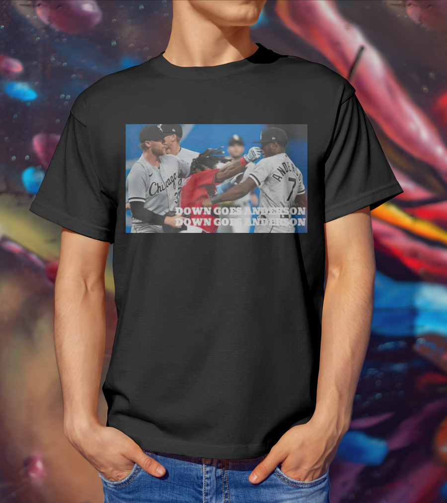 Down Goes Anderson Chicago Baseball Confrontation Scene T-Shirt