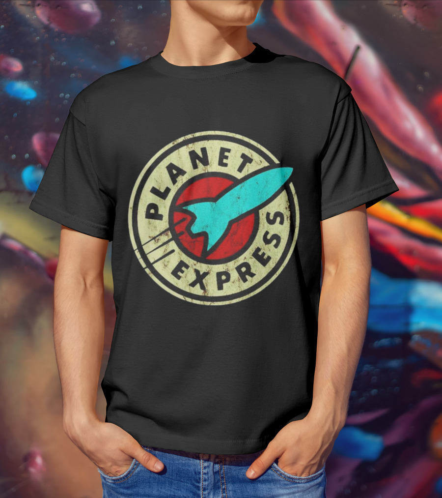 Futurama Retro Planet Express Vintage Rocket Emblem T-Shirt