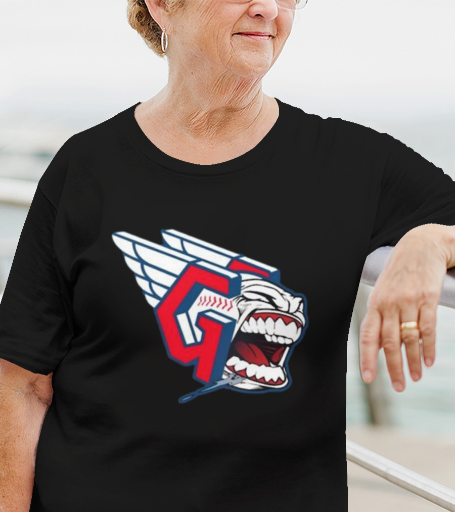Cleveland Guardians Screaming G With Baseball Bat Wings T-Shirt