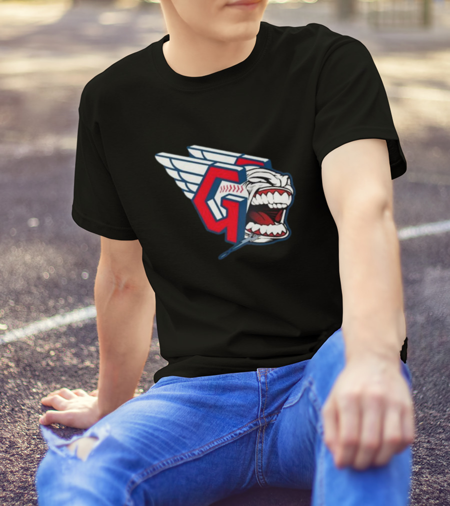 Cleveland Guardians Screaming G With Baseball Bat Wings T-Shirt