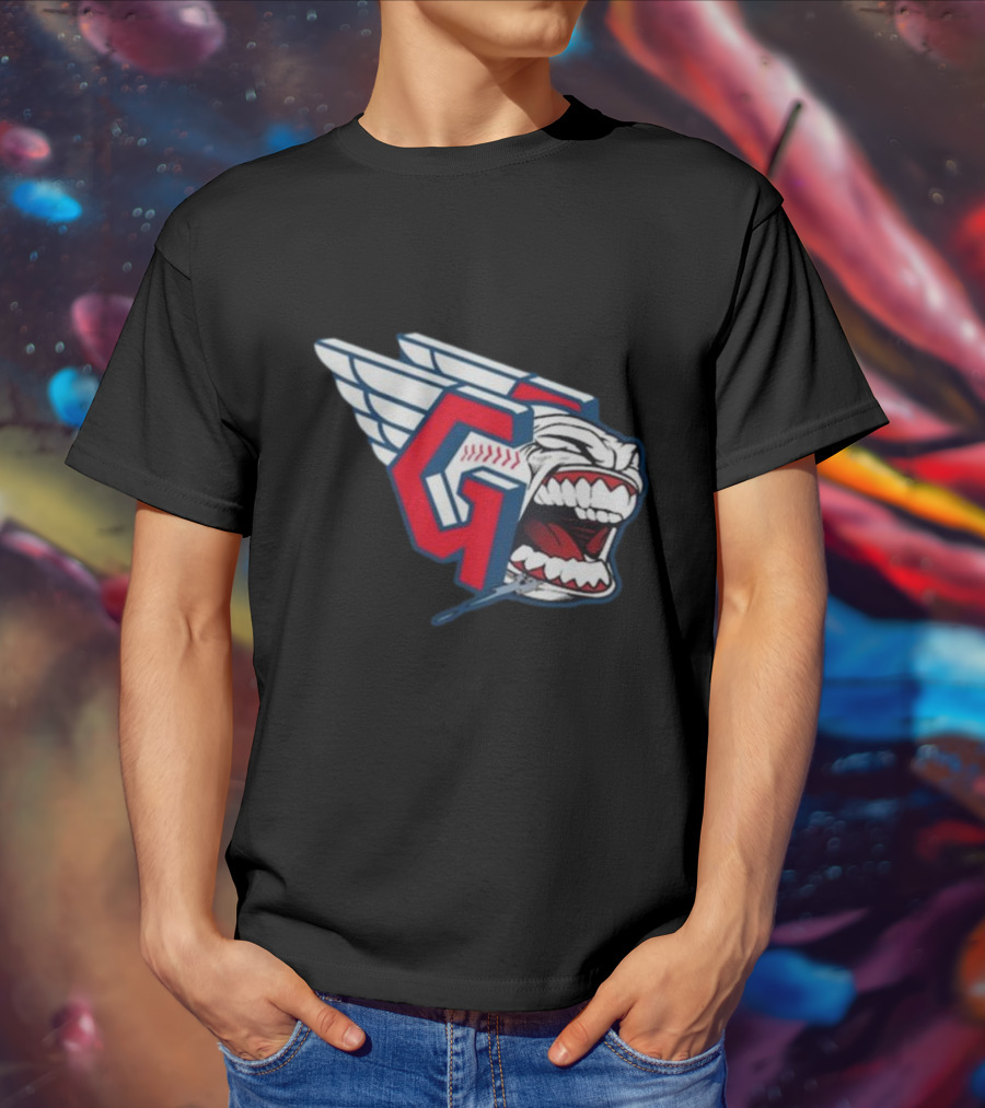 Cleveland Guardians Screaming G With Baseball Bat Wings T-Shirt