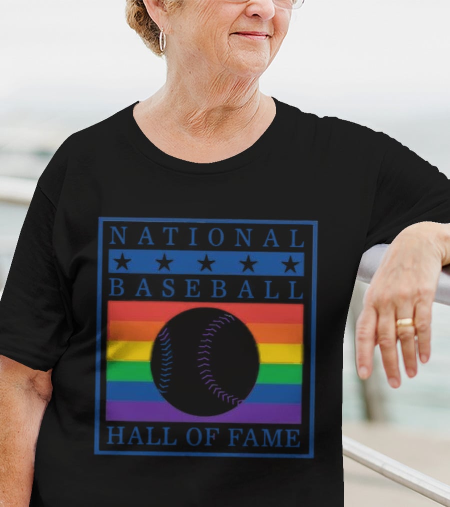 National Baseball Hall Of Fame Rainbow Pride Emblem T-Shirt