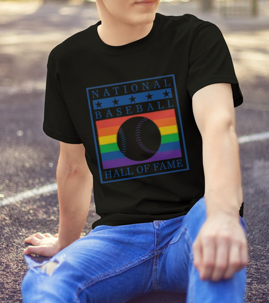 National Baseball Hall Of Fame Rainbow Pride Emblem T-Shirt