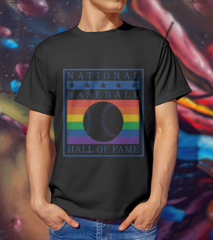 National Baseball Hall Of Fame Rainbow Pride Emblem T-Shirt