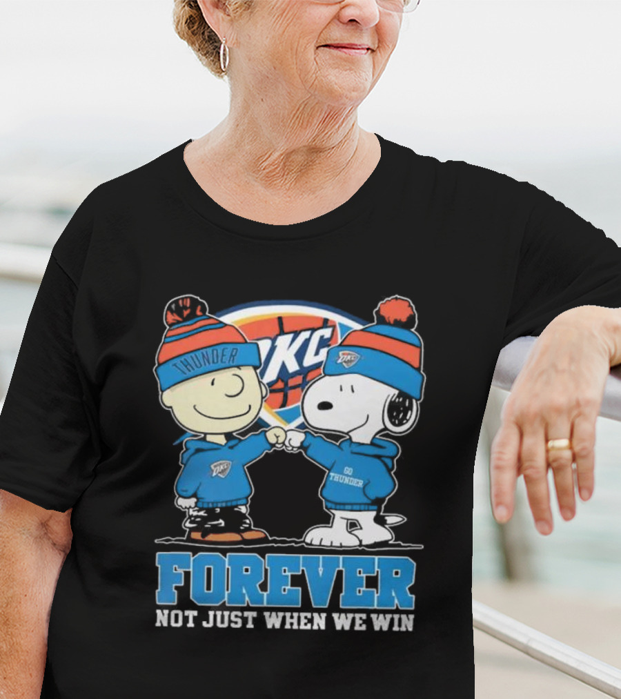 Snoopy Charlie Brown OKC Thunder Fist Bump Forever Not Just When We Win T-Shirt
