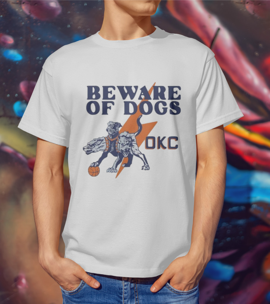 Beware Of Dogs OKC Thunder Basketball Team Lightning T-Shirt