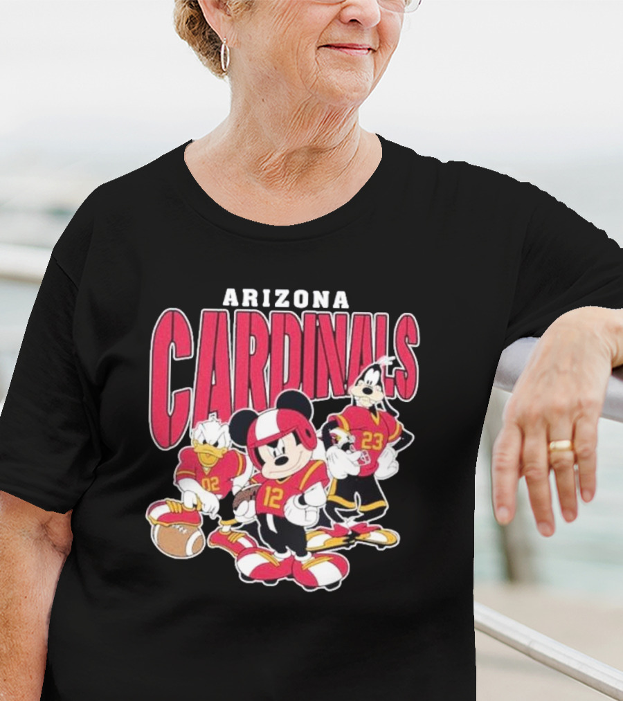 Arizona Cardinals Mickey Donald Duck Goofy Football Team T-Shirt
