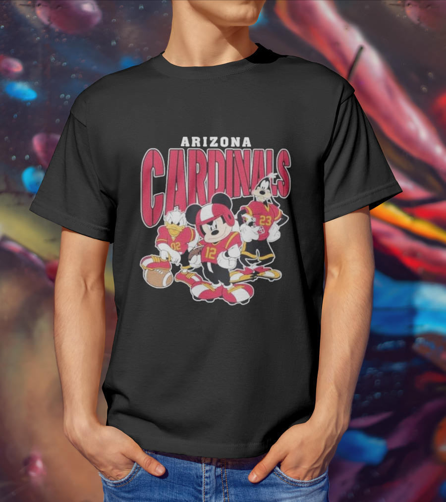 Arizona Cardinals Mickey Donald Duck Goofy Football Team T-Shirt