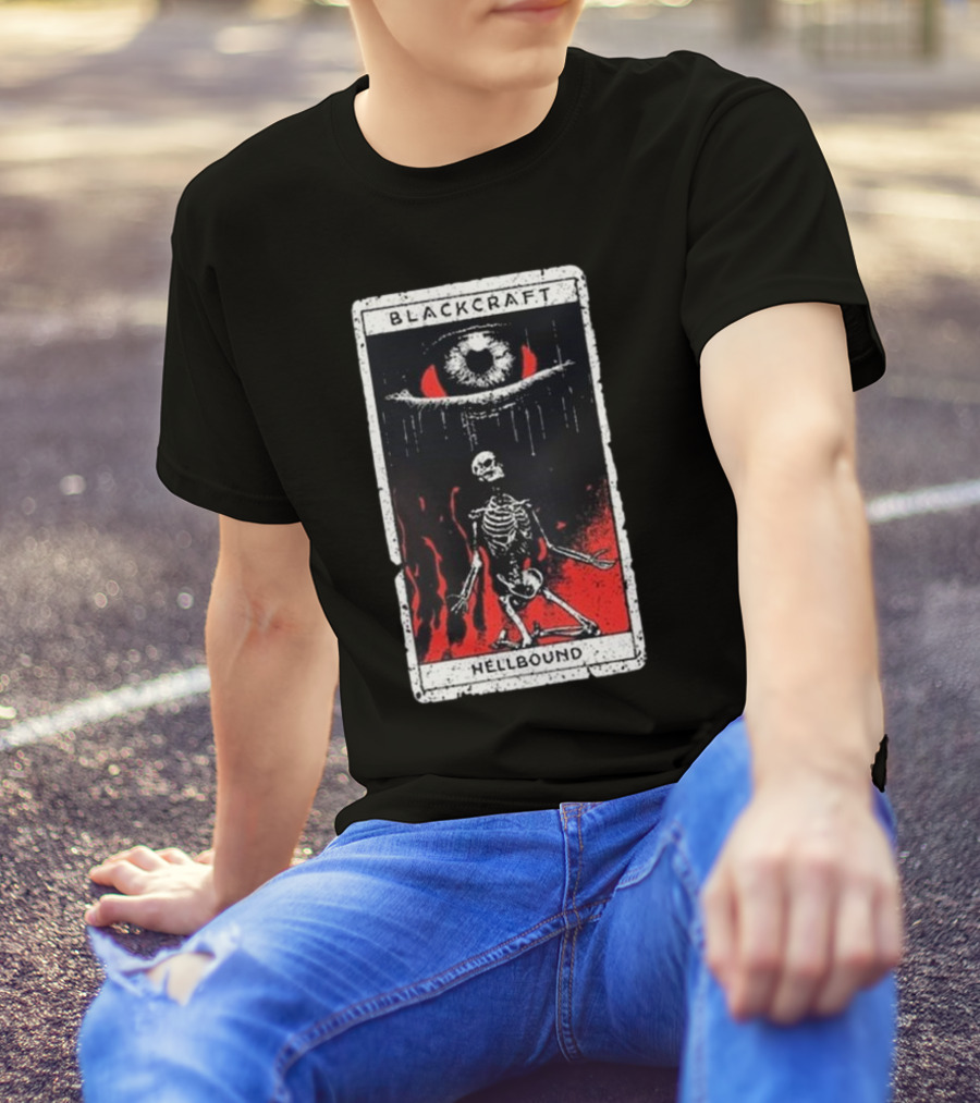 Blackcraft Cult Hellbound Tarot Skeleton Eye Flames T-Shirt