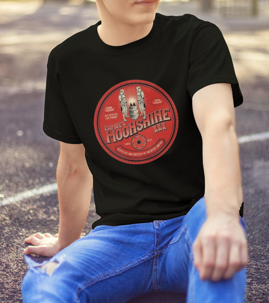 Empire’s Moonshine XXX Corn Liquor 120 Proof Since 1977 Distilled By Galactic Empire T-Shirt