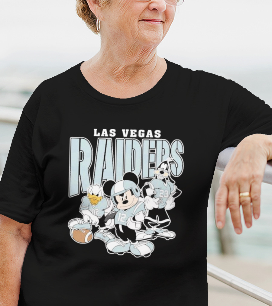 Las Vegas Raiders Mickey Mouse Donald Duck Goofy Football Team T-Shirt