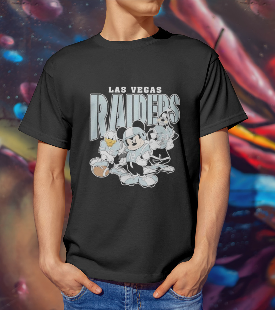 Las Vegas Raiders Mickey Mouse Donald Duck Goofy Football Team T-Shirt