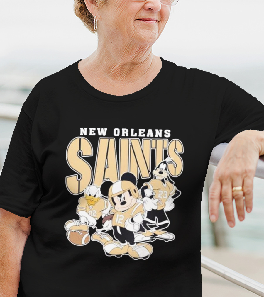New Orleans Saints Mickey Donald Duck Goofy Football Team T-Shirt