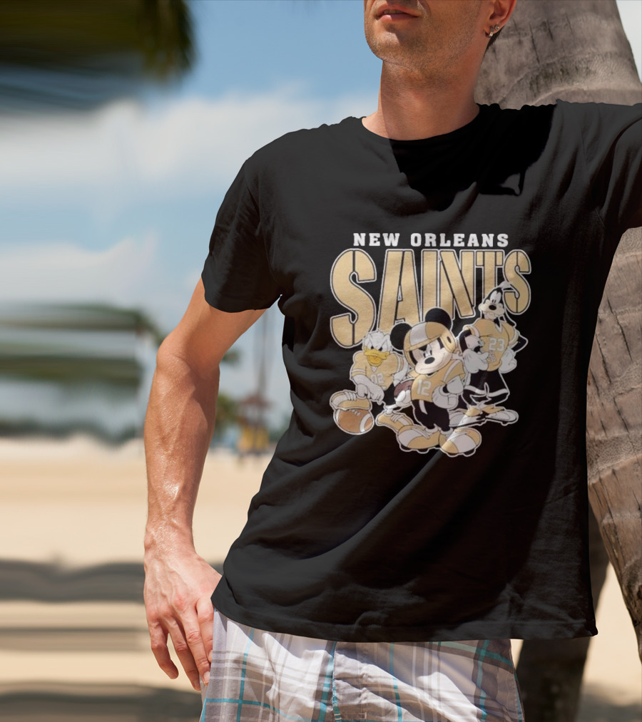 New Orleans Saints Mickey Donald Duck Goofy Football Team T-Shirt