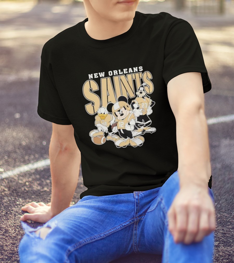 New Orleans Saints Mickey Donald Duck Goofy Football Team T-Shirt