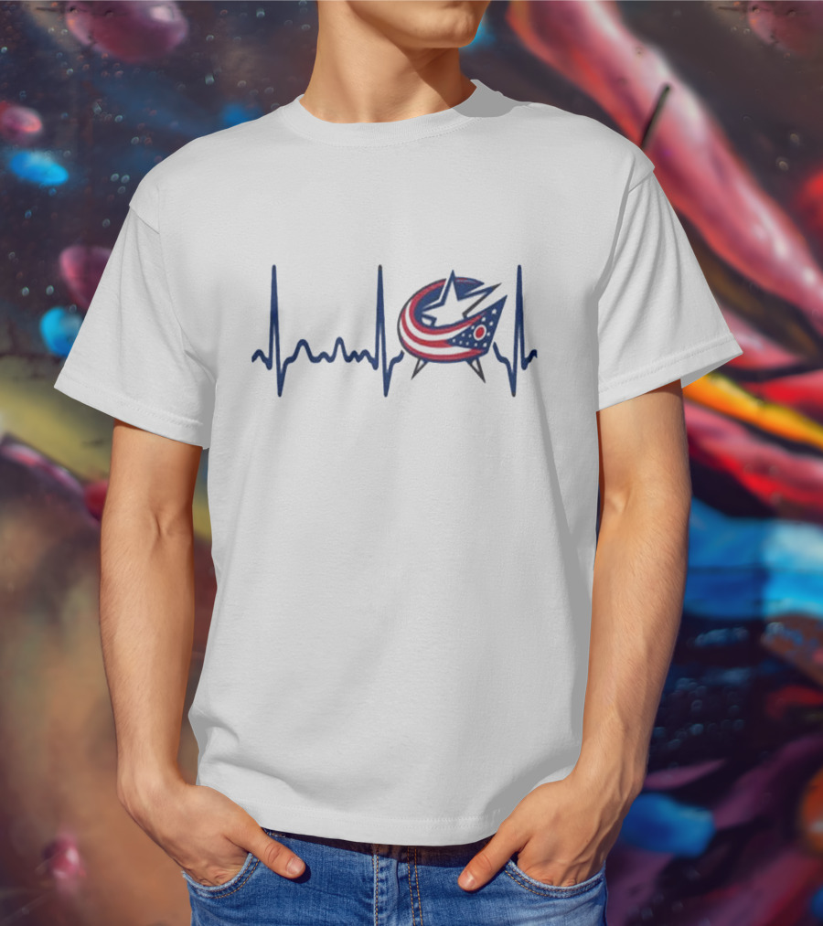 Columbus Blue Jackets Heartbeat Hockey T-Shirt