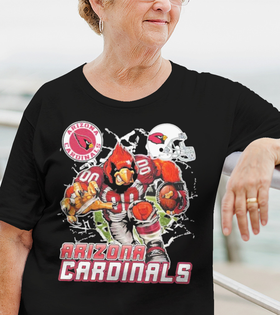 Arizona Cardinals Mascot Breaking Through Wall Vintage Football Helmet T-Shirt