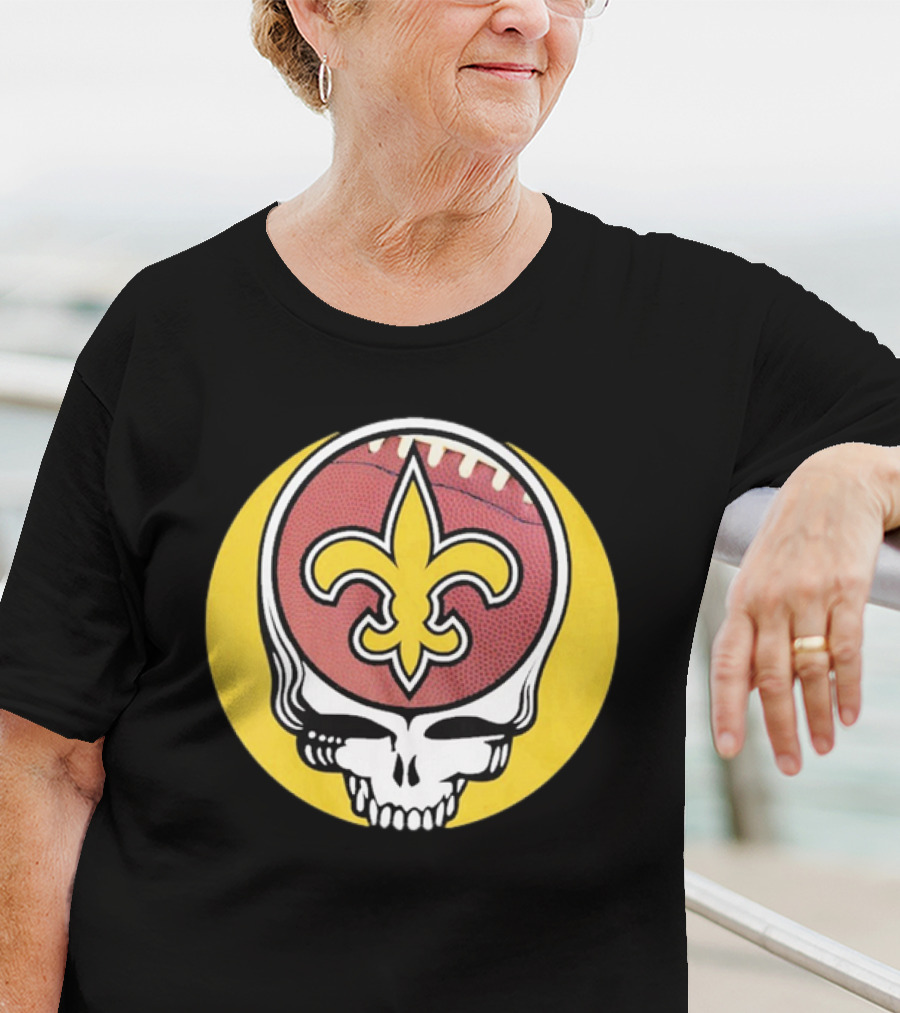 New Orleans Saints Grateful Dead Skull Logo Football T-Shirt