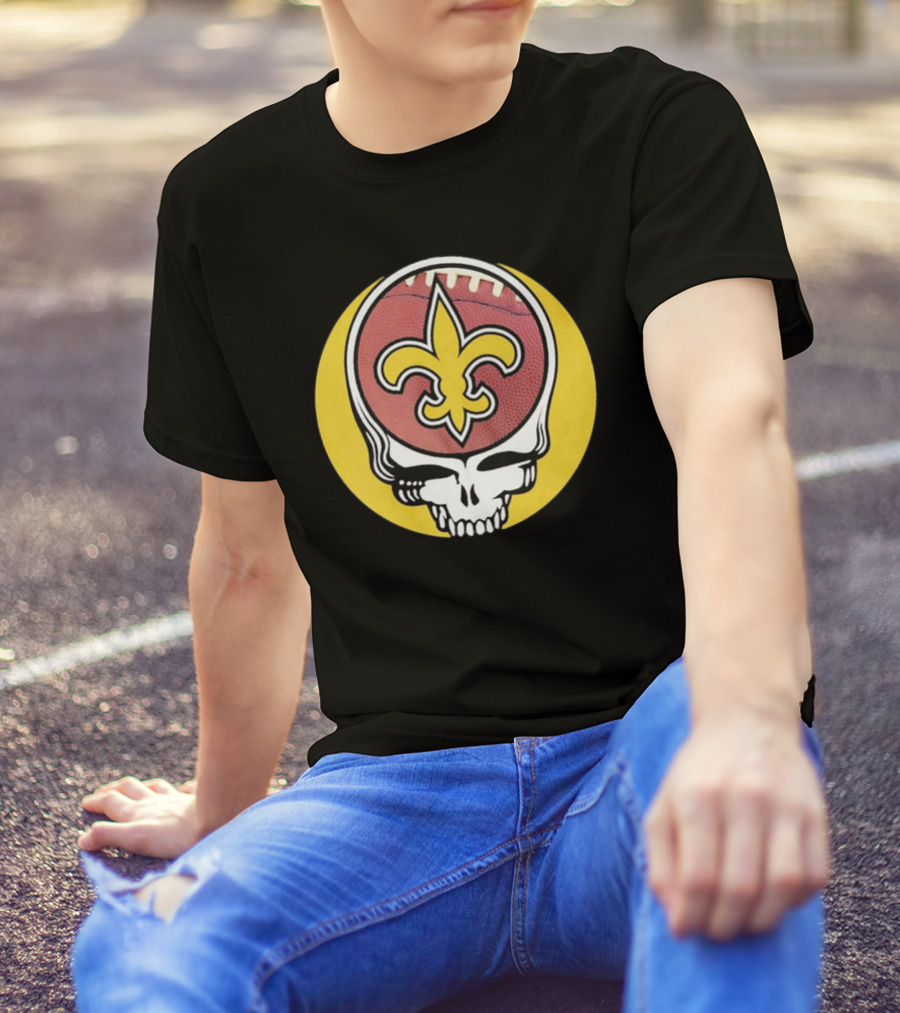 New Orleans Saints Grateful Dead Skull Logo Football T-Shirt