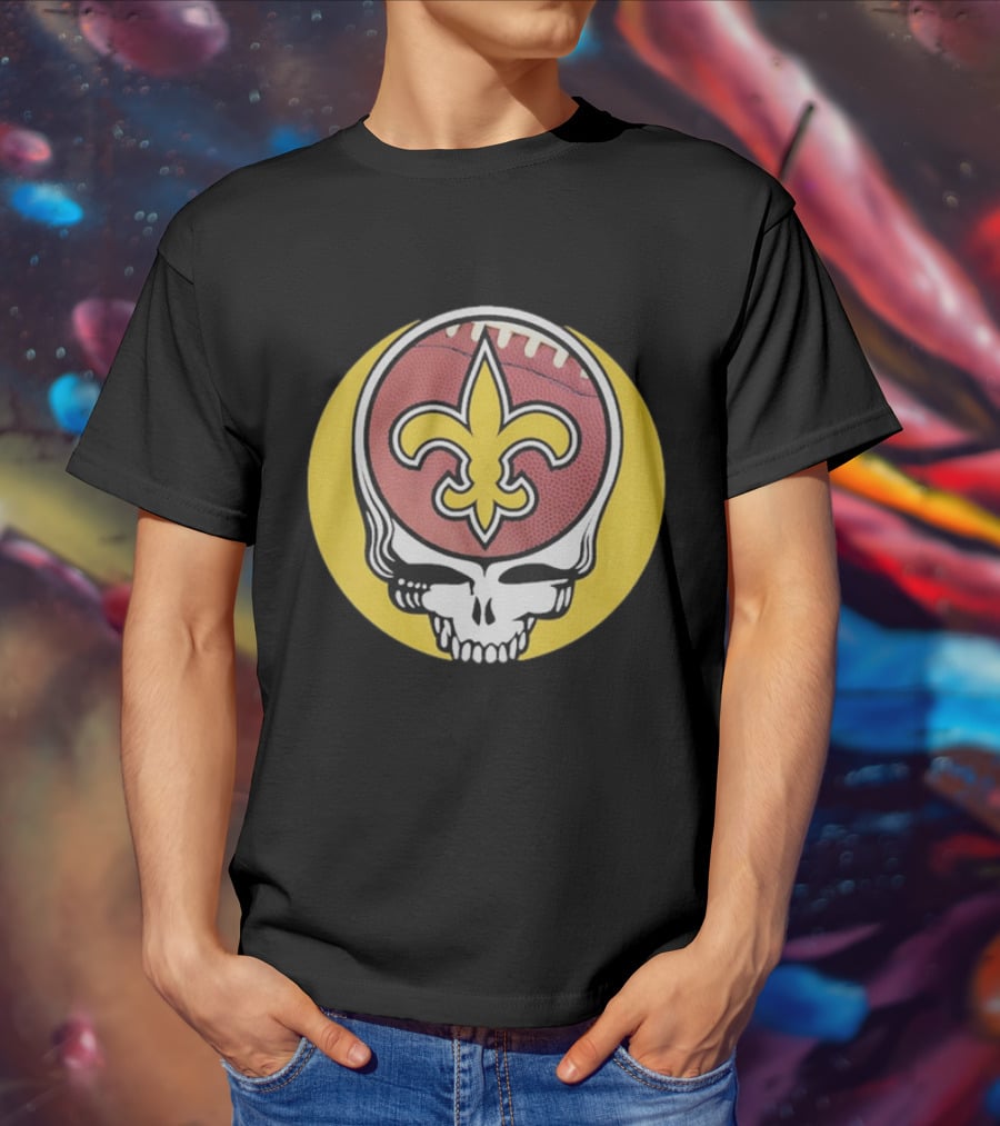 New Orleans Saints Grateful Dead Skull Logo Football T-Shirt