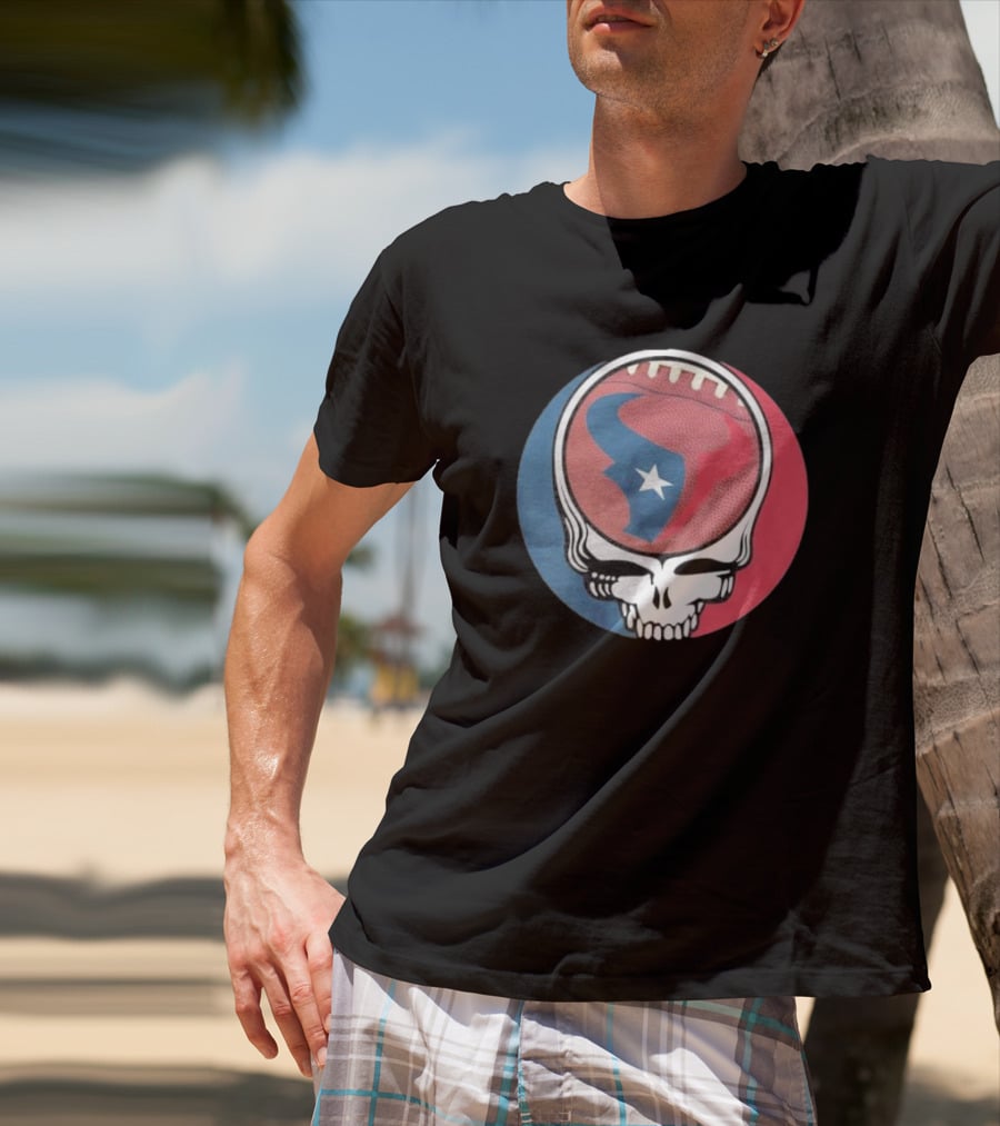 Original Houston Texans Grateful Dead Football Skull T-Shirt