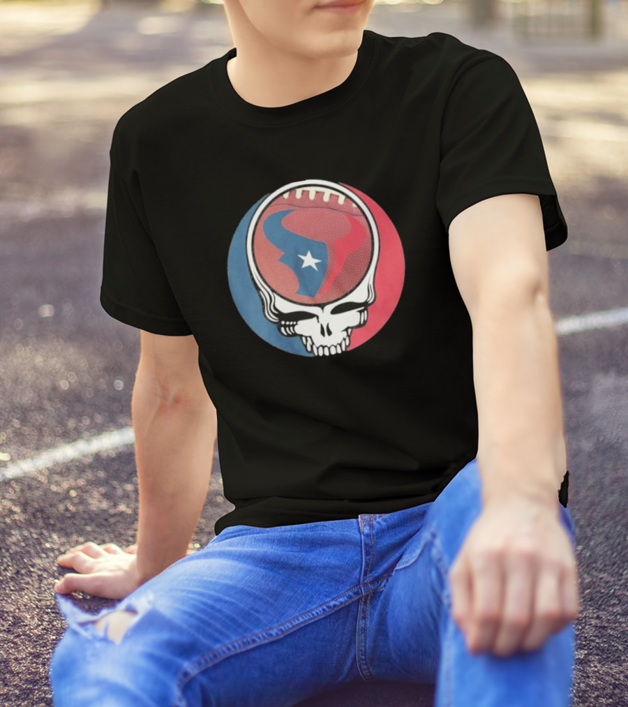 Original Houston Texans Grateful Dead Football Skull T-Shirt