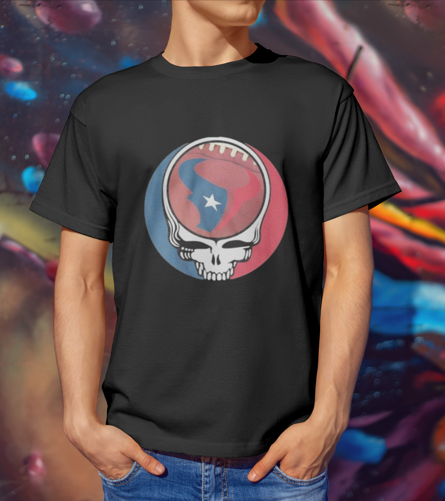Original Houston Texans Grateful Dead Football Skull T-Shirt