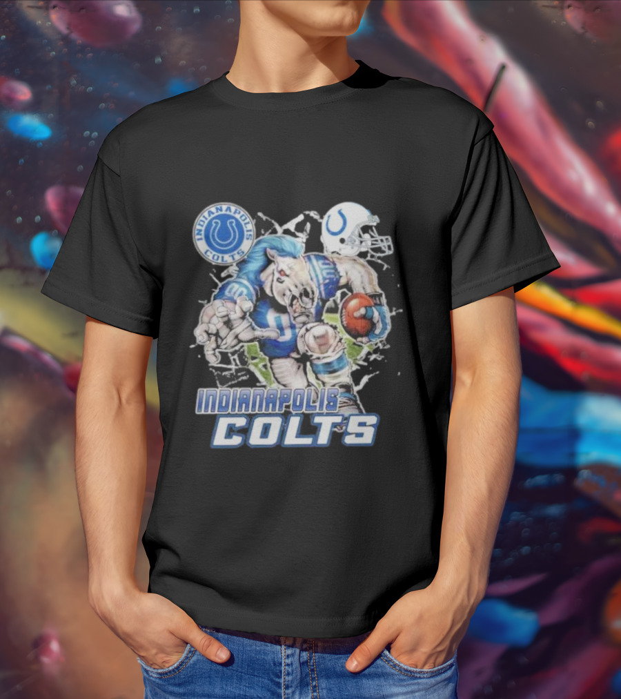 Indianapolis Colts Mascot Breaking Through Wall Vintage T-Shirt